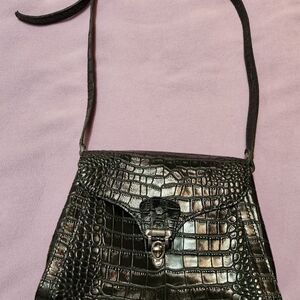 Patricia Nash Ashmore Distressed Vintage Crocodile Shoulder Bag